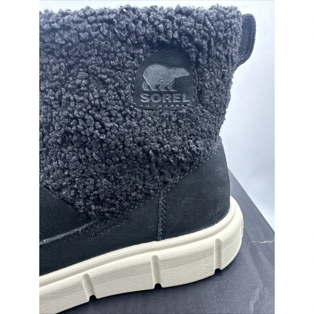 SOREL Women 7 Tawny Black Buff Explorer III Slip On Cozy Waterproof Boot Booties